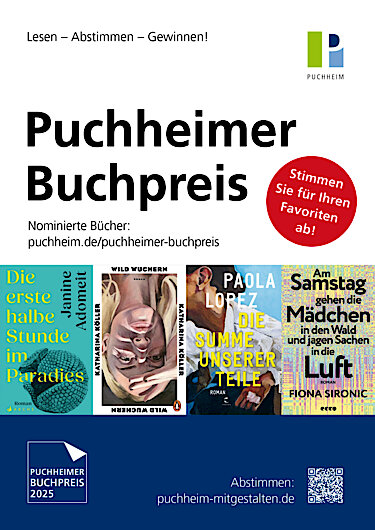 Plakat Puchheimer Buchpreis 2025 Abstimmung bis zum 31. Oktober Plakat Puchheimer Buchpreis 2025 Abstimmung bis zum 31. Oktober